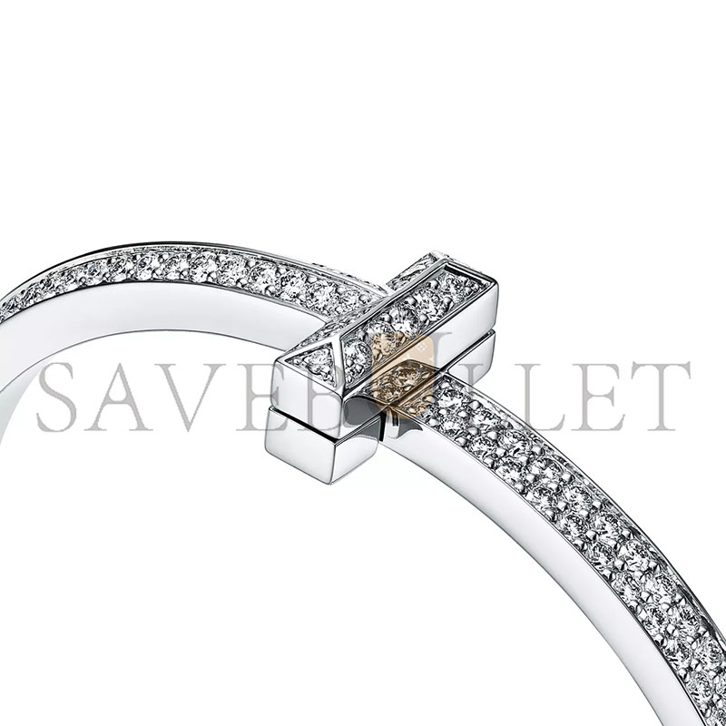 TIFFANY TT1 WIDE DIAMOND HINGED BANGLE IN WHITE GOLD 68127394